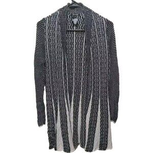 NIC+ZOE Navy Blue & White Contrast Pattern Oversized Sweater P2 Open Cardigan